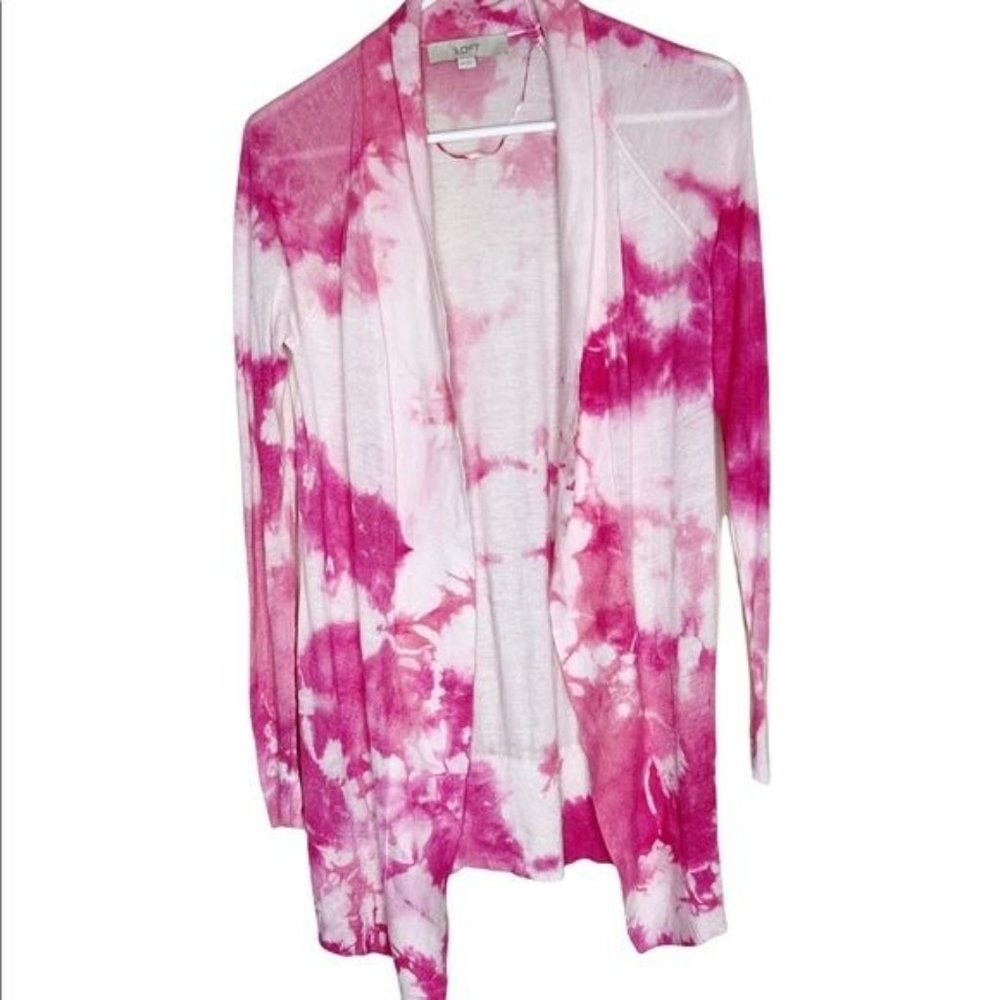 LOFT Lightweight Custom Tie Dye Open Cardigan Sweater Size XXS